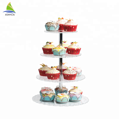 Kare Tatlı Cupcake Tower Akrilik Kek Standı Yüksek sertlik ve düzlük
