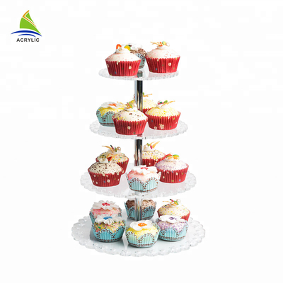 Kare Tatlı Cupcake Tower Akrilik Kek Standı Yüksek sertlik ve düzlük