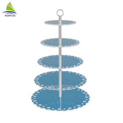 5 - Tier Düğün Akrilik Kek Ekran Standı Cupcake Tower Yuvarlak Şekil