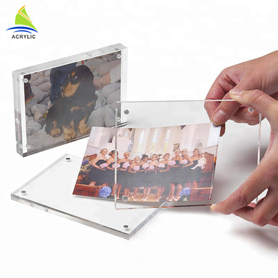 Fotoğraflar için Manyetik Özel Akrilik Çerçeveler Şeffaf Şeffaf Akrilik Blok Çerçeve