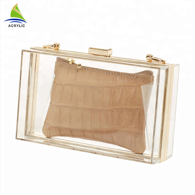 Profesyonel Trendy Temizle Özel Akrilik Debriyaj Çanta 18 × 4.5 × 11 Cm CE Belgesi