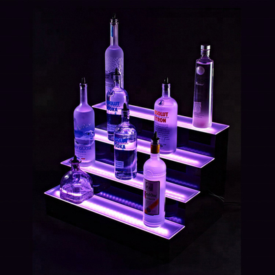 Şeffaf Led Şişe Ekran 3 Katmanlı Adım Led Şarap Standı Led Işık Şişe Tutucu