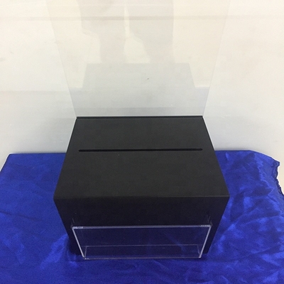 Ayaz Siyah Kilitlenebilir Akrilik Ekran Kutusu / Burcu Kart Tutucu ile Perspex Bağış Kutusu