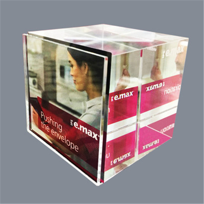 Plastik Akrilik Fotoğraf Çerçeveleri, Lucite Masaüstü 6 Taraflı Akrilik Fotoğraf Küpleri