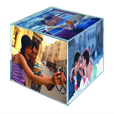 Plastik Akrilik Fotoğraf Çerçeveleri, Lucite Masaüstü 6 Taraflı Akrilik Fotoğraf Küpleri