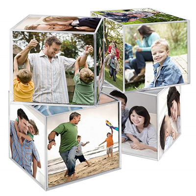 Plastik Akrilik Fotoğraf Çerçeveleri, Lucite Masaüstü 6 Taraflı Akrilik Fotoğraf Küpleri