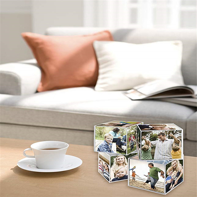 Plastik Akrilik Fotoğraf Çerçeveleri, Lucite Masaüstü 6 Taraflı Akrilik Fotoğraf Küpleri