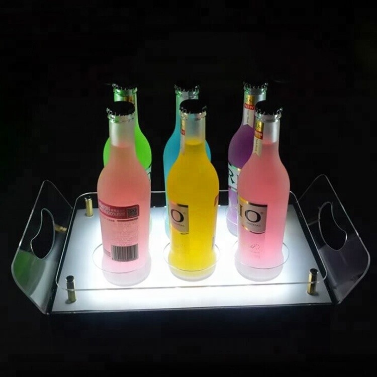 Depolama için Akrilik Led Bar Raflar Led Likör Raf Ekran Standı Tepsi